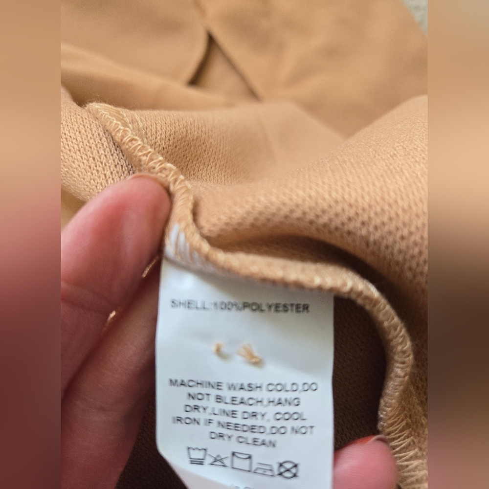 Suzanne Betro Camel Draped Long Lightweight Coat. Size 1X - Picture 10 of 13